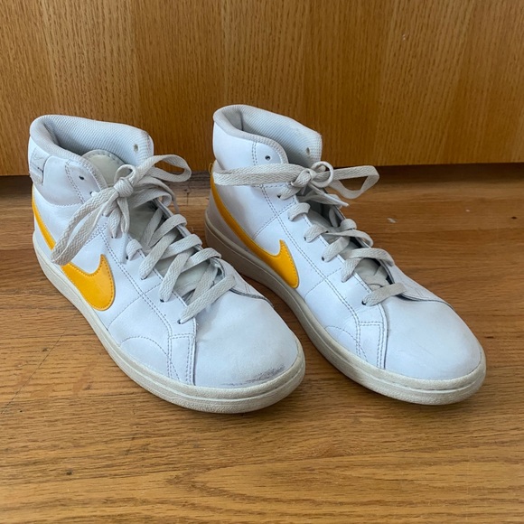 Nike Shoes - NIKE Women's Court Royale 2 Mid Sneakers White/Gold/Yellow